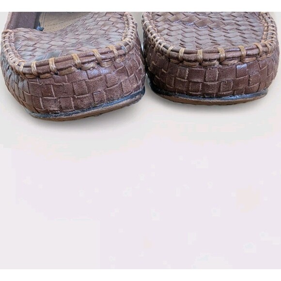 Trotters Women’s 7.5M Brown Leather Woven Loafers Slip-On Block Heel Shoes - Picture 10 of 12